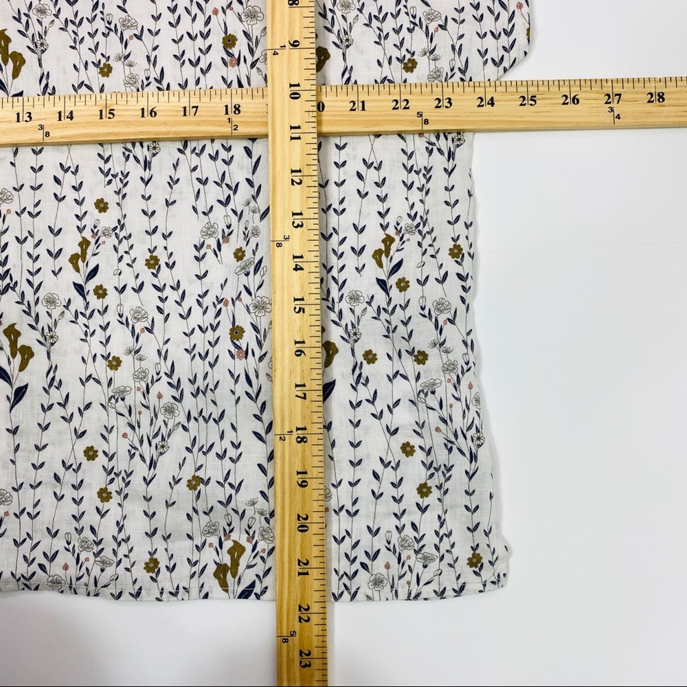 Cynthia Rowley 100% Linen Boho Floral Print Button-back Boxy Blouse Top - Picture 4 of 6